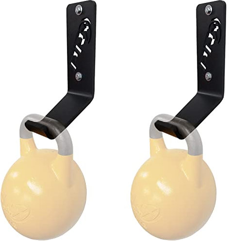 PRx Performance Kettlebell Storage Holders (2), Wall Mounted Kettle Bell Holder Hanger, Space Saving Home or Commercial Gym Accessory, USA Made Steel with Black Powder Coating…