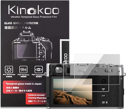 X100V Schutzfolie, MUZIRI KINOKOO 0,25 mm 9H Härte X100CV Displayschutz aus gehärtetem Glas für Fuji X100V Kamera, blasenfrei/Kratzfest (2 Stück)