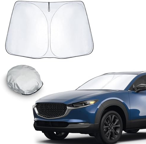 CDEFG Compatible con Mazda CX30 CX-30 2019-2024 2025 Parasol Coche Delantero, Parabrisas Protector Plegable con Gran Pantalla Anti UV Rayos Fresco-Parasol CX30 2024 Accesorios