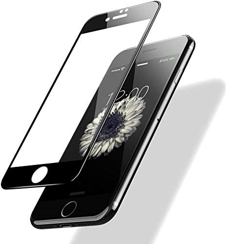 RKVMM Screen Protector For iPhone SE (2020)/7/8/SE 2nd Generation Screen Protector, Full Coverage Curved 3D Tempered Glass Screen Protector Covers Edge to Edge Screen 9H Hardness (Black)