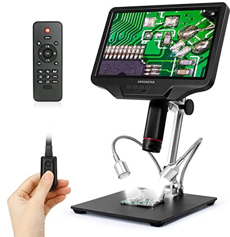 Andonstar AD409 HDMI Digitales Mikroskop zum Löten 300X Erwachsene USB-Elektronik-Mikroskopkamera mit 10-Zoll-Bildschirm für Reparatur- und PCB-Leiterplattenlöten, Windows-kompatibel