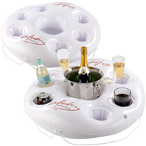infactory Poolzubehör aufblasbar: 2er-Set aufblasbare Getränkehalter im Rettungsring-Design, Ø 14,5 cm (Poolgetränkehalter, Pool Zubehöre Getränkehalter, Flaschenhalter)