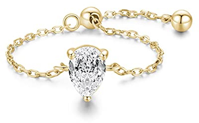 DOOLY 5 Stil Klarer Kettenring Trendy 925 Sterling Silber Einstellbare Charm Gold Farbe Ringe für Frauen Hochzeit Schmuck