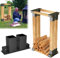 Aufun Holzstapelhilfe 4er Set, stabile Holzstapelhalter für Kaminholz Brennholz Stapelhilfe verzinkt Feuerholz (4 Stück, Schwarz)