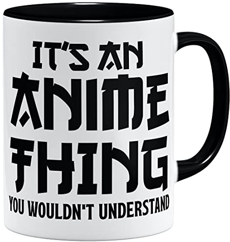 OM3® It's an Anime Thing Tasse Japan Manga Comic - Keramik Becher - 11oz 325ml - Beidseitig Bedruckt - Schwarz