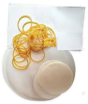 TRTO 1lb Jar 24Pcs Set Jam Pot Covers Wax Discs, Add Labels, Covers Easy To Use and Cleans