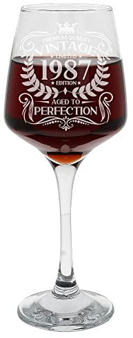 Always Looking Good Grand verre à vin gravé pour 38e anniversaire vintage 1987 Aged to Perfection - 400 ml