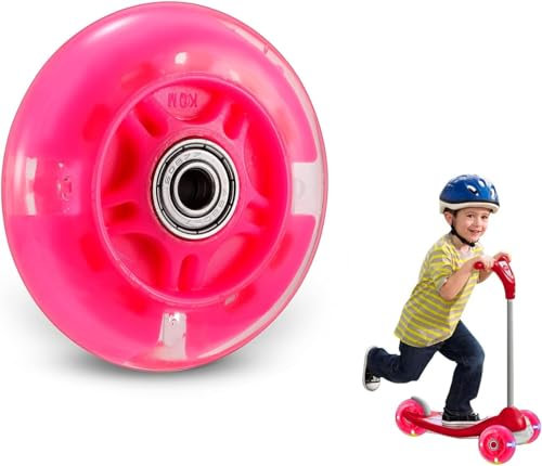 Scooter Ersatzräder, LED Flash Rad 80 mm, Mini Maxi Micro Scooter Skate Räder, blinkende Rollenlichter, hinten, hinten, ABEC-7, 80 mm, für Kinder und Jugendliche, Indoor Outdoor Skaten (1 Stück)