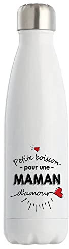 Bouteille isotherme Petite Boisson d'une Maman d'amour | Gourde Idée Cadeau Famille Maman Fête des Mères Anniversaire Noël