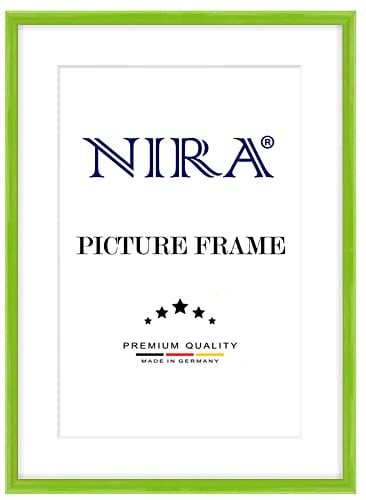NiRa Massiv Holz Bilderrahmen Schmal 29,7 x 42 cm DIN A3 in Hell-Grün Hochglanz | Farbe und Größe wählbar | Rahmen für Poster | Puzzle | Foto collage HD120