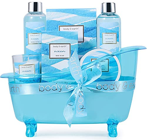 Body & Earth Set Regalo Donna da Bagno Doccia 7 Pezzi, Lozione Corpo, Sali da Bagno, Candela Profumata, Idee Regalo Donna, Compleanno, Anniversario o Festa Della Mamma