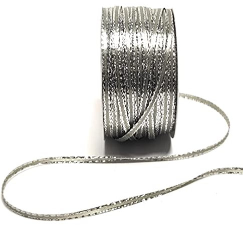 s.dekoda Satinband 50m x 3mm Grau - Silber Weihnachtsband Schleifenband Dekoband Geschenkband [1371]