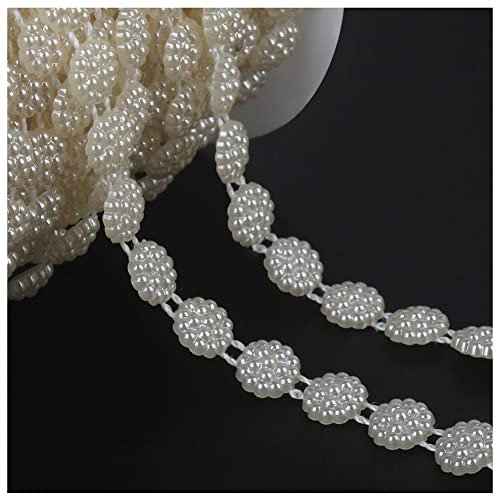 SHTGOI 2m/Rolle 10mm Perlengirlande Künstliche Perlen Kette Perlenkette Perlenband Angelschnur Kunstperlen Girlande für DIY Vorhang Haarschmuck Hochzeit Party Brautstrauß Tisch Deko 11#
