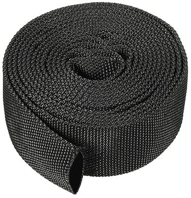 PATIKIL 0.9 Dia 10FT Nylon Protective Hose Sleeve, Cable Cover Sheath Protection for Welding Tig Torch Hydraulic Hose, Black