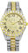 JewelryWe Uhren Herren Iced Out Diamant: Glitzer Strass Datum Kalender Analog Quarz Armbanduhr Männer Frauen Uhr mit Römischen Ziffern Zifferblatt und Gold/Silber Metallarmband