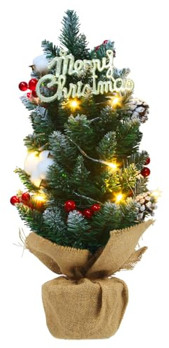 Veroda 55cm/22 Light-up Christmas Tree Small Artificial Tabletop Christmas Tree for Christmas Holiday Party Decoration (style 2)