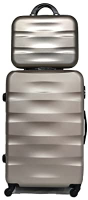 CELIMS - 2-teilige Koffersets | Großer Koffer 75cm + Kulturbeutel | Großer Koffer 4 Räder Leicht | Großer Koffer | Champagner