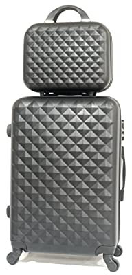 CELIMS - Valise Moyenne de Voyage avec Vanity Trousse de Toilette 35cm Noir Rigide à 4 roulettes Légère Taille Soute 23kg 65cm |Valise Moyenne Taille avec 4 Roues 65cm | Valise Noir