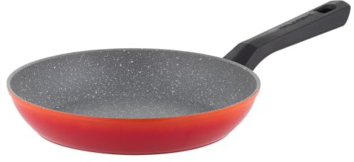 FLORINA Aluminium Bratpfanne 24 cm Durchmesser I Universalpfanne CHILI I Antihaftbeschichtung Stein-Imitierend I Punktinduktion I Pfanne Geeignet für Induktionsherd, Gasherd und Elektroherd (Orange)