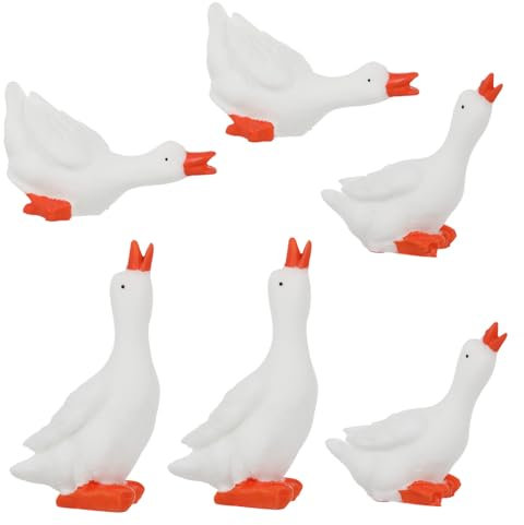 STOBAZA Mini-Gans-Figur 6 Stück Kleine Gans-Statue Miniatur-Weiße Gans Feengarten-Zubehör Mikrolandschaft DIY-Ornament