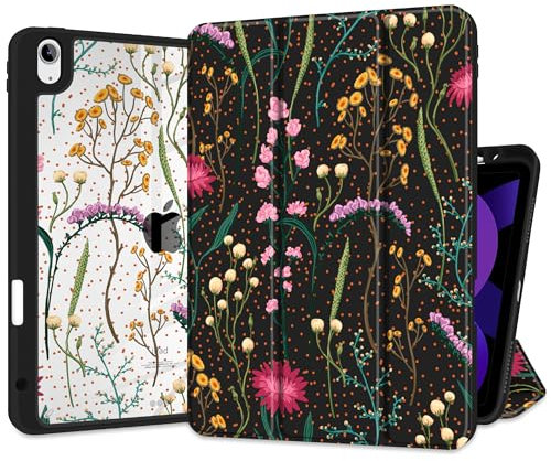 MEEgoodo Schutzhülle für iPad Air 5. / 4. Generation, 27,7 cm (11 Zoll), 2022 / 2020, weiche Hülle mit transparenter Acryl-Rückseite, Tablet-Hülle mit Stifthalter, automatischer Wake/Sleep-Funktion