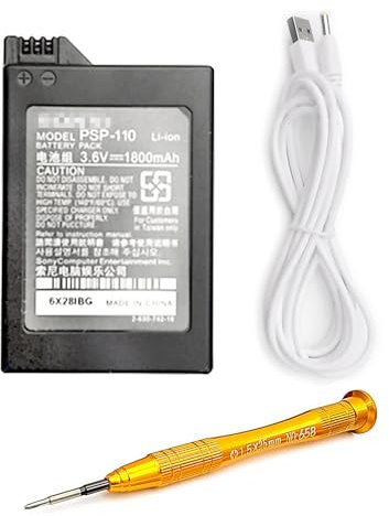 Neu für PSP1000 Akku Pack Genug 1800mAh Long Life Ersatz, für Sony PSP 1000 Fat Handheld Konsole, Wiederaufladbare Li-ion PSP-110, USB-Ladekabel, Reparaturwerkzeug