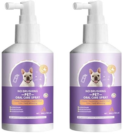 Ieron 2 pcs Pet Oral Spray for Dogs and Cats, Pets Dental Care Bad Breath Treatment, Dog and Cat Natural Breath Freshener