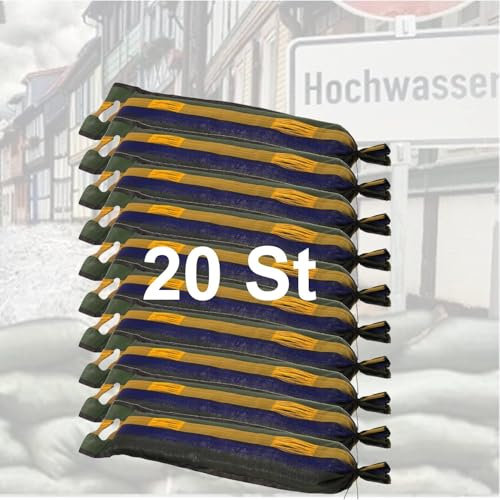 20x Brandengel® 3-Tragegriffe Sandsack Silosandsack mit Zugband 25x100cm Sandsäcke f. Hochwasser zum befüllen beschwerung Wassersperre UV-beständig Silosäcke THW Feuerwehr Silosandsäcke Standboxsäcke