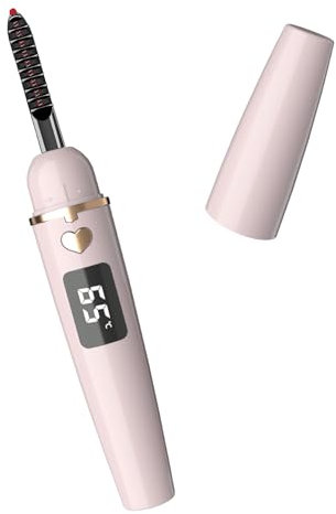 EYECURL Heated Eyelash Curler, Heated Lash Curler, Intelligent Power Off Rechargeable Electric Eyelash Curler Heated Quickly by Steel Wire for Long Lasting Natural Makeup - Quartz Pink/Champagne Gold