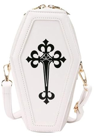 Retro Umhängetasche Halloween Handtasche für Kreuz Sarg Crossbody Tasche für Thema Weiß, weiß