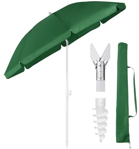 Sekey® 180 cm Sonnenschirm Stabil Strandschirm mit Bodenhülse & Schutzhülle für Balkon Garten & Terrasse| Neigungswinkel und Höhe verstellbar, Rund Sonnenschutz UPF 50+