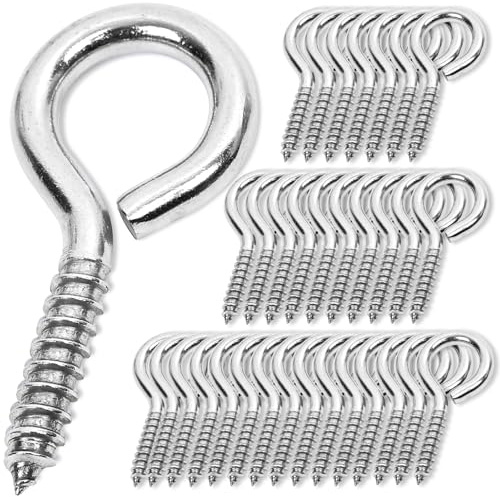 ACCZIO 40 Stück 2.5 Zoll Schraubaugen M6 304 Edelstahl-Augenmuttern, Hochfestigkeits-Schrauben, Augenhaken-Schrauben, Innenseitig & Außenseitig Verwendung (40, M6-2.5inch)