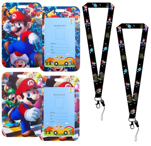 Ausweishülle mit Band, 2 Stücke Kartenhalter Kinder Schlüsselband Personalisiert Bro Fahrkartenhülle Busfahrkarten Kartenhülle Hartplastik Lanyard mit Kartenhülle Card Sleeves