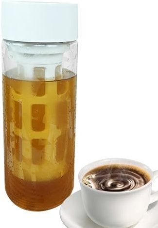Jarra de café para preparación en frío - Cafetera para preparación en frío grande, jarra para preparación en frío extraíble a prueba de calor con filtro de malla | Cafetera helada apta para lavavajill