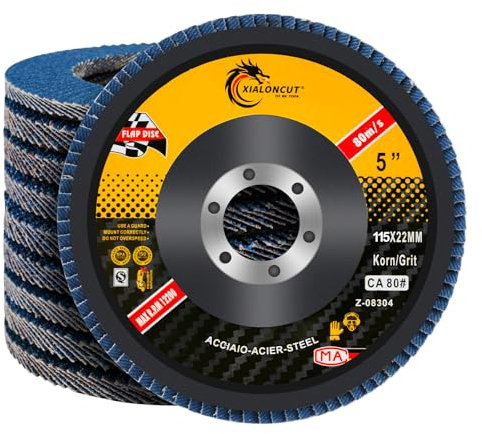 Flintronic Flap Discs 115mm 40/60/80/120 Grit, 10 Pack Grinding Sanding Discs Wheel for Angle Grinder, Abrasive Discs for Stainless Steel, Cast Iron, Sheet Metal and Wood (Ø115mm x 22mm)