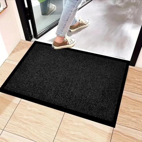 PHP Washable Door Mats Indoor & Outdoor - Non-Slippery Heavy Duty Doormats - Stylish & Large Rubber Door Mat - Perfect Dust Grabbing Indoor Door Mat (60 x 180 cm, Black)