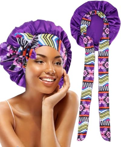 TPZORJX cuffia capelli ricci notte, Cuffia Lunga in Raso di Seta per Dormire da Donna - Cuffia per Capelli per la Notte da Donna Cuffia da Notte per Capelli Ricci Lunghi Cuffia in Seta per Capelli