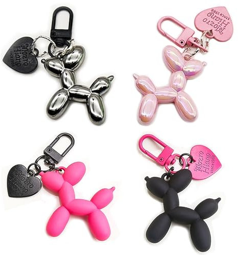 Hayaww Ballon Hund Design Schlüsselanhänger Hund Key Chain Haustierschlüsselanhänger Autoschlüsselanhänger Schlüsselanhänger für Autoschlüssel Handtasche Geldbörse (4 Stück)