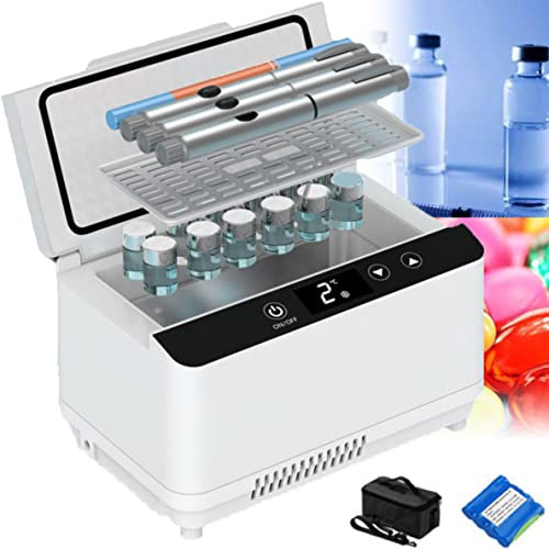 Custodia refrigerante per insulina – Mini frigorifero portatile a doppio strato di grande capacità per viaggi, refrigerato tramite USB, con 3 batterie