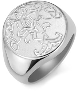 Amaxer Yggdrasil Baum des Lebens Siegelring für Männer Familie Baum des Lebens Schutz Amulett Ringe aus Edelstahl (Silber, 22mm)