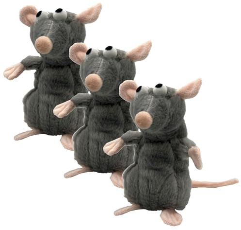 Aumüller Katzenspielzeug Ratte Cedric, 3er Set - Katzenspielkissen mit Baldrian