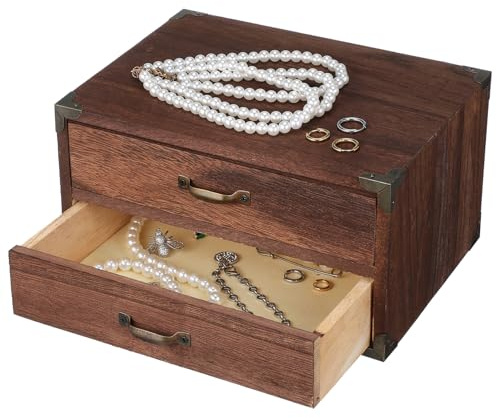 Vintage Schreibtisch Organizer mit Schubladenbox Holz für Zuhause | Praktische Aufbewahrungsbox, Zwei oder Drei Schubladen, Ordentliche Ablage, für Wohnung und Klassenzimmer