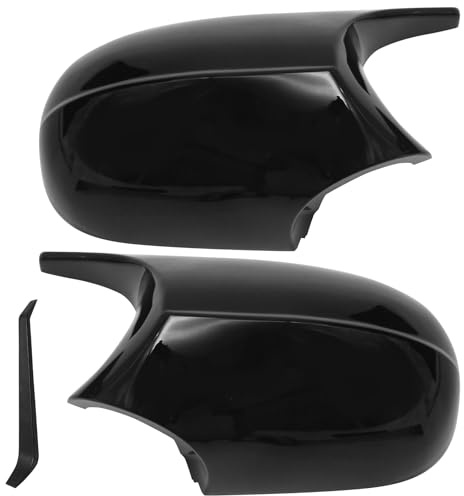 Ollanoos 2 stycken bilspegelkåpor, backspegelhus för BMW E81 E82 E87 E88 LCI, E90 E91 E92 E93 2009–2013 | Sidospegelskydd (glänsande svart)