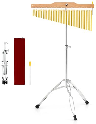 KOMFOTTEU 36 Töne Chime, Glockenspieler klappbarer mit verstellbarer Ständer & Tragetasche, Percussion Chimes mit Stab, Schlaginstrument Klangspiele für Anfänger