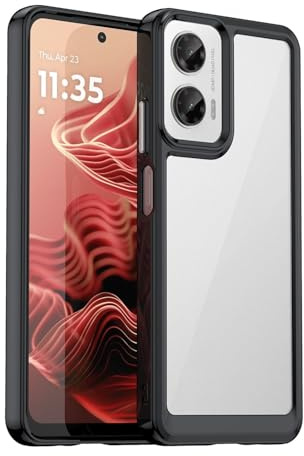 Wigento Für Motorola Moto G35 5G Colorful Series TPU/Acryl Hybrid Schutz Hülle Schwarz