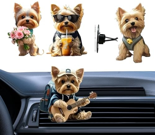 Lot de 4 désodorisants de voiture à clip - En acrylique - Parfum de chien mignon - Pour camion, SUV, remorque, climatisation, maison, cuisine, intérieur