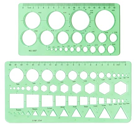 2Pcs Kreisschablone Gruen Geometrisch Lineal Zeichnen Messen Schule Buero | Messvorlagen rundes Loch, geometrische Vorlagen Schablone, Lineale Skala, Entwerfen Planen, Bauen Konstruktion