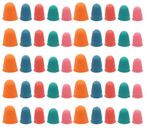 UKCOCO 40pcs Reusable Rubber Finger Protectors Set with Grippy Finger Sleeves for Writing Money Counting Sewing and Office Work – Multi-Color Rubber Guards for Safety and Precision