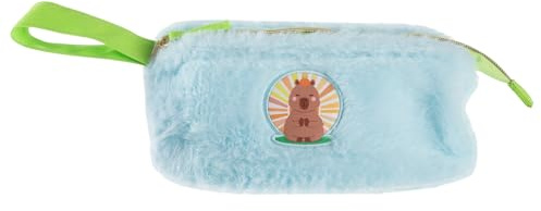 Idena 20222 - Schlamperetui Fluffy Capybara mit Schlaufe, ca. 20 x 8,7 x 8 cm großes Federmäppchen in Blau-Grün