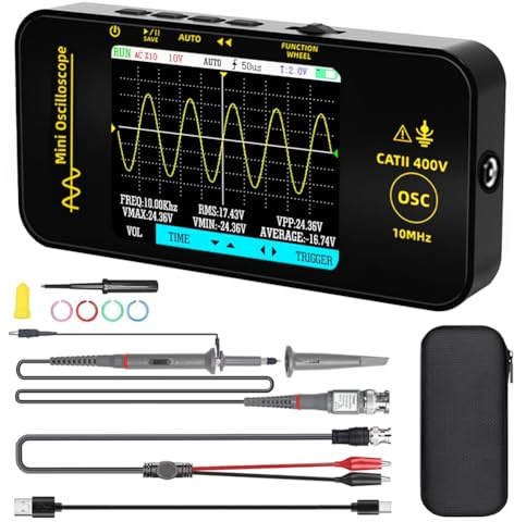 Htuteyy Handheld Oscilloscope 3.2'' TFT Display 10MHz Bandwidth Automotive Oscilloscope 48MSa/S Sampling Rate Trigger Function